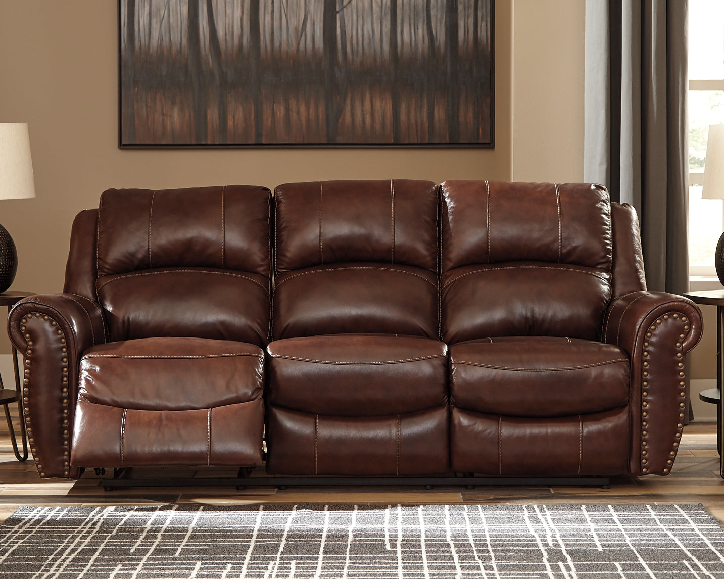 Reclining Sectionals > Leather Match