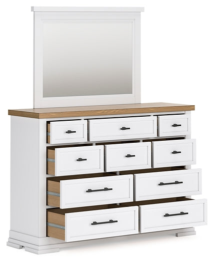 Ashbryn California King Panel Storage Bed with Mirrored Dresser