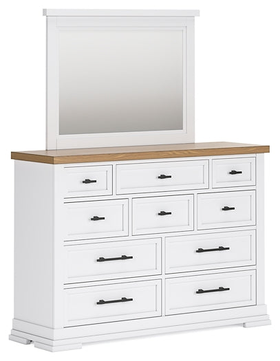 Ashbryn Queen Panel Storage Bed with Mirrored Dresser and Nightstand