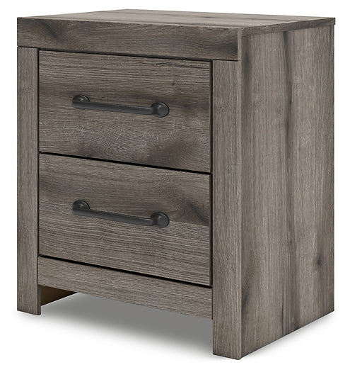 Graystorm King Panel Bed with Mirrored Dresser, Chest and Nightstand