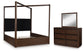 Dilenno Queen Canopy Bed with Mirrored Dresser